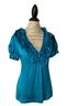 BCBGMAXAZRIA 100% Silk Solid Blue Short Sleeve Blouse Size S - photo 1