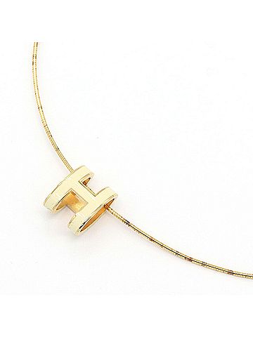 Hermès Hermes Choker Pop H Cream Gold Metal Necklace Omega Chain Women's HERMES (view 1)