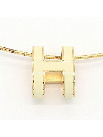 Hermès Hermes Choker Pop H Cream Gold Metal Necklace Omega Chain Women's HERMES (view 2)