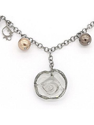 Christian Dior Christian Dior Dior Necklace D21968 Clear Crystal Brown Faux Pearl Metal Rose Choker for Women DIOR (view 2)