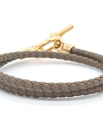 Hermès Hermes Glenan Double Tour Bracelet H071689F Etoupe Veau Swift Metal Bangle Layer Women's HERMES (view 2)