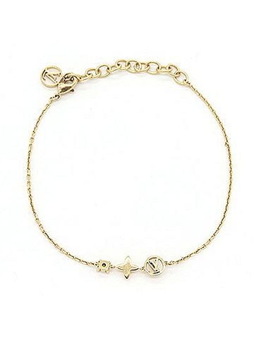 Louis Vuitton Louis Vuitton Petit Bracelet M00374 Gold Metal Strass LV Chain Women's LOUIS VUITTON (view 2)