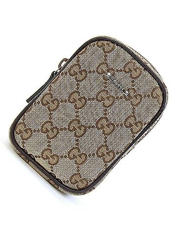 Gucci Gucci Handbag Pouch GG 115249 Beige Dark Brown Canvas Leather Mini Cigarette Case Women's GUCCI (view 1)