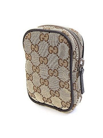 Gucci Gucci Handbag Pouch GG 115249 Beige Dark Brown Canvas Leather Mini Cigarette Case Women's GUCCI (view 2)