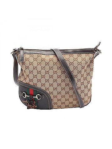 Gucci Gucci Horsebit GG Canvas Shoulder Bag/Handbag, and Leather, Women's, Beige/Brown, Item No. 232967 (view 1)