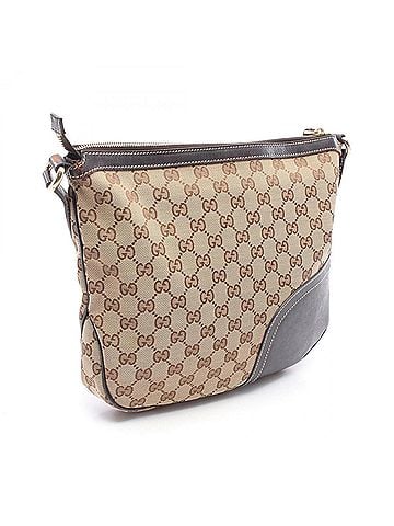 Gucci Gucci Horsebit GG Canvas Shoulder Bag/Handbag, and Leather, Women's, Beige/Brown, Item No. 232967 (view 2)