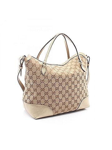 Gucci Gucci Bree GG Canvas 2-Way Handbag, and Leather, Women's, Beige/Gold Tone, 353120 (view 2)