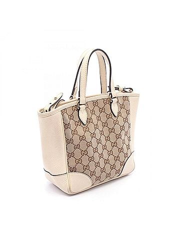 Gucci Gucci Bree 2-Way Tote Bag/Handbag, Canvas and Leather, Women's, Beige, Brown, Ivory, 449241 (view 2)