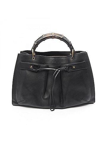 Gucci Gucci Bamboo Handbag, Leather, Women's, Black, 109138 (view 1)