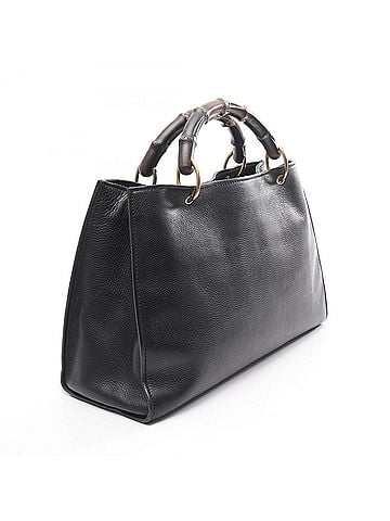 Gucci Gucci Bamboo Handbag, Leather, Women's, Black, 109138 (view 2)