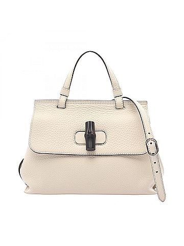 Gucci Gucci Bamboo Daily 2-Way Handbag, Leather, Women's, Ivory, 370831 (view 1)