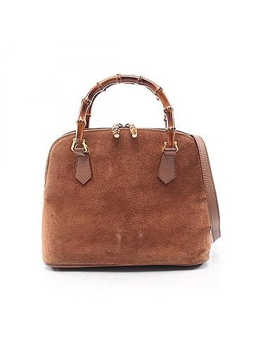 Gucci Gucci Bamboo 2-Way Handbag, Suede Leather, Women's, Brown, 000 904 0290 (view 1)