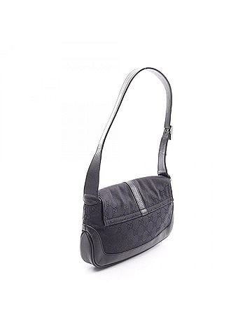 Gucci Gucci Jackie Webbing Line Shoulder Bag/Handbag, Canvas and Leather, Women's, Black, 001 3824 (view 2)