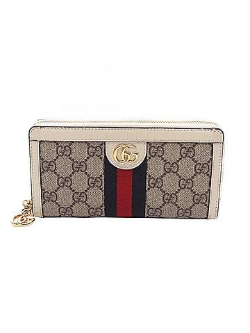 Gucci Gucci Ophidia GG Supreme Sherry Line Round Long Wallet, Leather, Women's, Beige/Multicolor, 523154 (view 1)