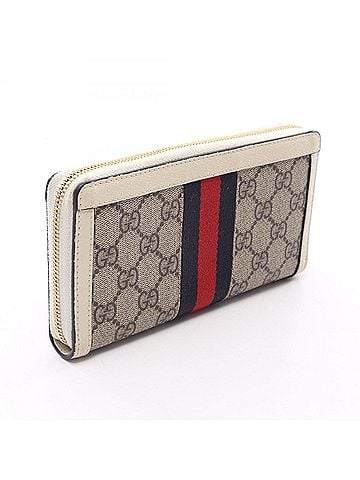 Gucci Gucci Ophidia GG Supreme Sherry Line Round Long Wallet, Leather, Women's, Beige/Multicolor, 523154 (view 2)