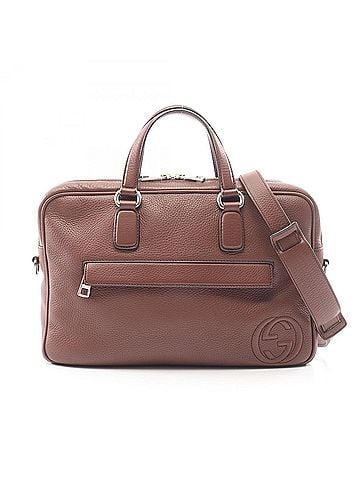 Gucci Gucci Interlocking G 2-Way Briefcase Handbag, Leather, Men's, Brown, 359266 (view 1)