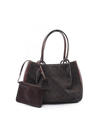 Gucci Gucci GG pattern handbag with pouch, tote bag, canvas and leather, women's, brown, 101919 (view 1)