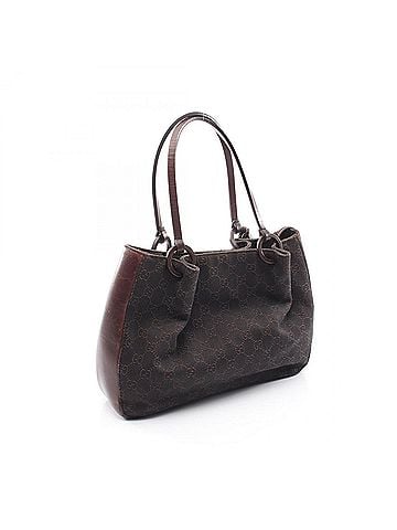 Gucci Gucci GG pattern handbag with pouch, tote bag, canvas and leather, women's, brown, 101919 (view 2)