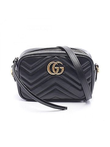 Gucci Gucci GG Marmont Quilted Mini Bag, Shoulder Handbag, Leather, Women's, Black, 448065 (view 1)