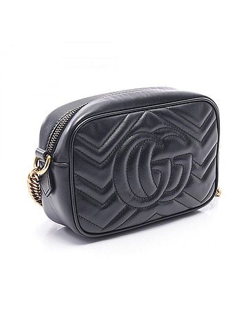Gucci Gucci GG Marmont Quilted Mini Bag, Shoulder Handbag, Leather, Women's, Black, 448065 (view 2)