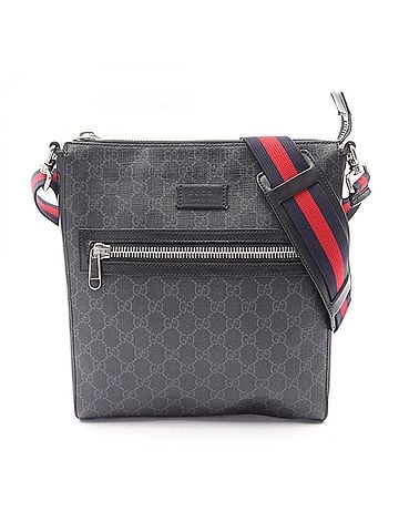 Gucci Gucci GG Supreme Messenger Bag, Sherry Line, Shoulder Handbag, Coated Canvas, Leather, Men's, Black, 474137 (view 1)