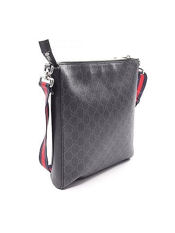Gucci Gucci GG Supreme Messenger Bag, Sherry Line, Shoulder Handbag, Coated Canvas, Leather, Men's, Black, 474137 (view 2)