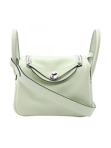 Hermès Hermes Lindy Mini Shoulder Bag/Handbag, Leather, Calfskin (Veau Swift), Women's, Green (view 1)