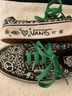 Vans 100% Canvas Graphic Black White Green Sneakers Size 5 1/2 - photo 8