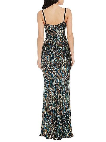 Dress the Population Tori Sequin Mermaid Gown long Cocktail Dress (view 2)