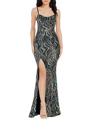 Dress the Population Tori Sequin Mermaid Gown long Cocktail Dress (view 1)