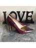 Escada 100% Leather Snake Print Burgundy Heels Size EU 40 - photo 5