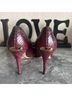 Escada 100% Leather Snake Print Burgundy Heels Size EU 40 - photo 4