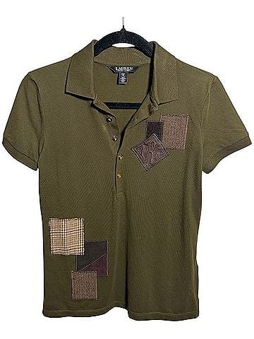 Lauren by Ralph Lauren Patchwork Piqué Polo Shirt Polo (view 1)