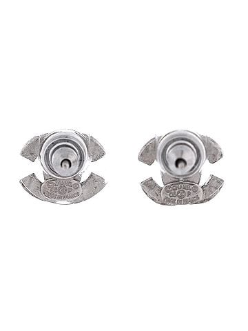 Chanel CC Stud Earrings Metal with Crystals (view 2)