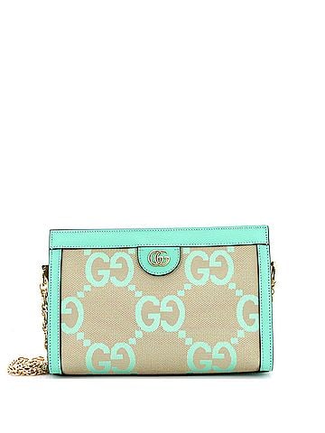 Gucci Ophidia Chain Shoulder Bag Jumbo GG Canvas with Leather Small (view 1)