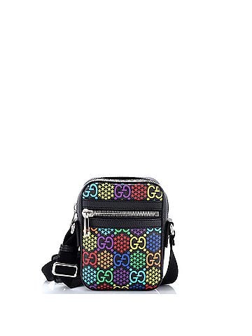 Gucci Front Zip Messenger Bag Psychedelic Print GG Coated Canvas Mini (view 1)