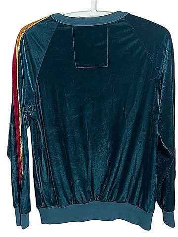 Aviator Nation Green Velvet Rainbow Stripe Pullover Sweatshirt (view 2)