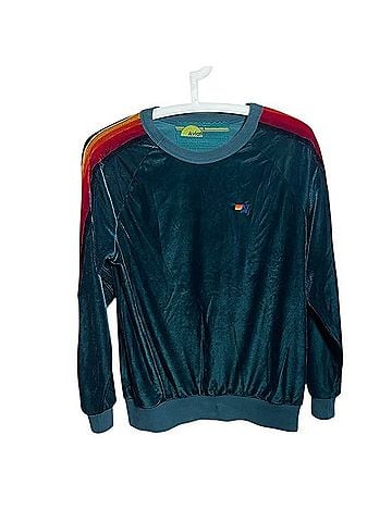 Aviator Nation Green Velvet Rainbow Stripe Pullover Sweatshirt (view 1)