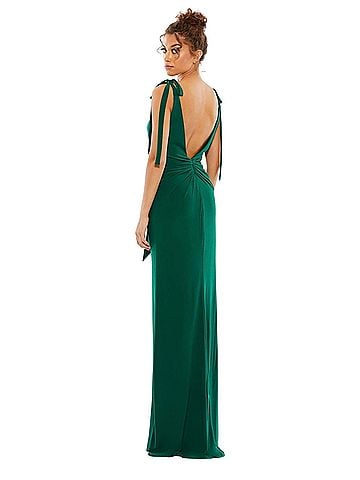IEENA for Mac Duggal Bow Shoulder Column Formal Gown Cocktail Dress (view 2)