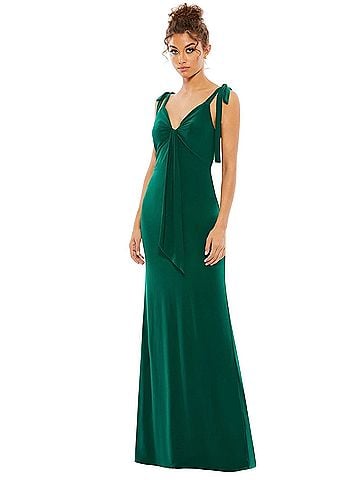 IEENA for Mac Duggal Bow Shoulder Column Formal Gown Cocktail Dress (view 1)