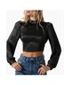 Astr 100% Polyester Jacquard Black Long Sleeve Blouse Size XL - photo 4