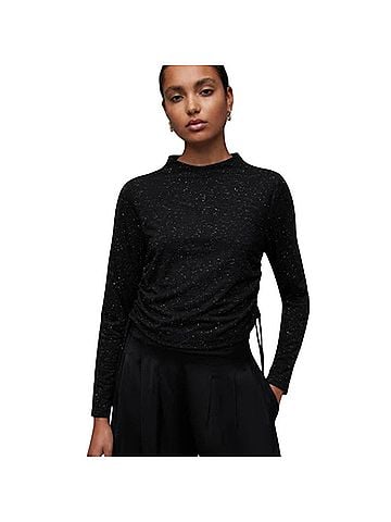 ALLSAINTS Beta Black Shimmer  Long Sleeve Top (view 1)