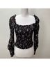 Reformation 100% Viscose 100% Viscose Floral Black Long Sleeve Blouse Size M - photo 4