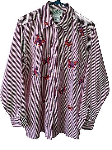 Quacker Factory Butterfly Striped Shirt Long Sleeve T-Shirt (view 1)