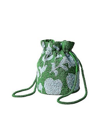 Kate Spade X Target Kate Spade X Target Green Floral Beaded Drawstring Bag Bucket Bag (view 2)