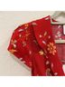 Reformation 100% Viscose Floral Red Short Sleeve Blouse Size 4 - photo 16