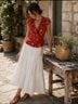 Reformation 100% Viscose Floral Red Short Sleeve Blouse Size 4 - photo 9