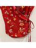 Reformation 100% Viscose Floral Red Short Sleeve Blouse Size 4 - photo 6