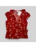 Reformation 100% Viscose Floral Red Short Sleeve Blouse Size 4 - photo 4