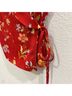 Reformation 100% Viscose Floral Red Short Sleeve Blouse Size 4 - photo 7